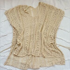 One Size Cream Crochet Beach Coverup